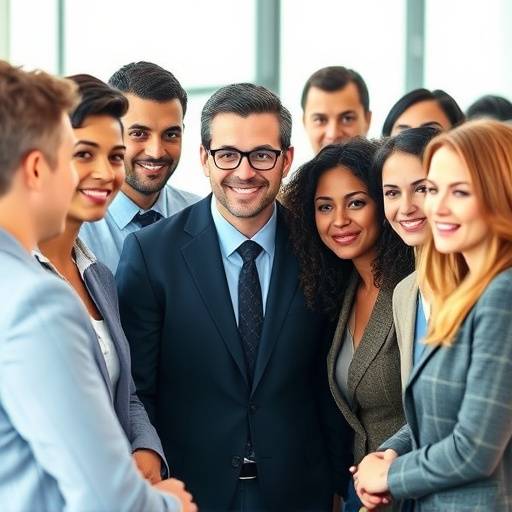 A diverse group of candidates participating in a group interview, engaging in a discussion with a recruiter.